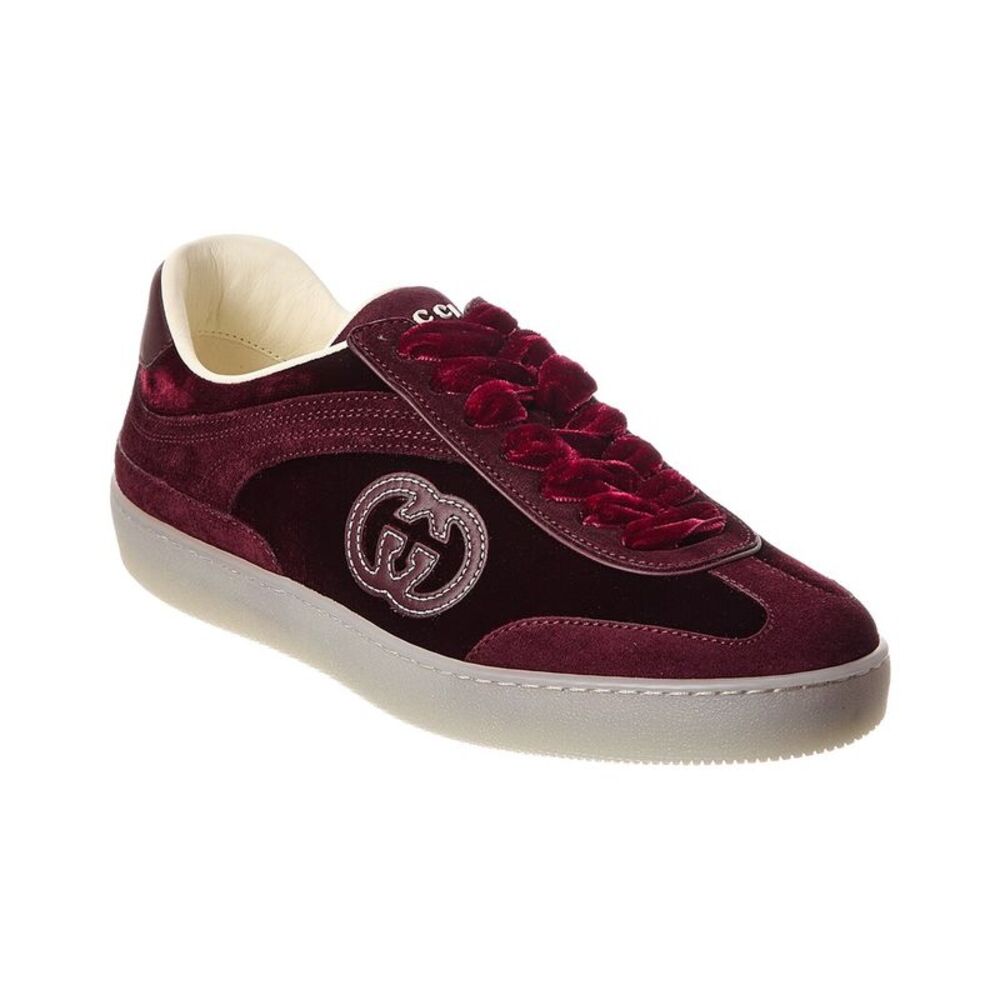 Gucci G75 Velvet & Suede Sneaker, Red